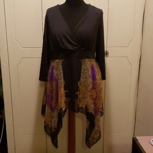 New Ashley Stewart Scarf Print Tunic Top 18/20